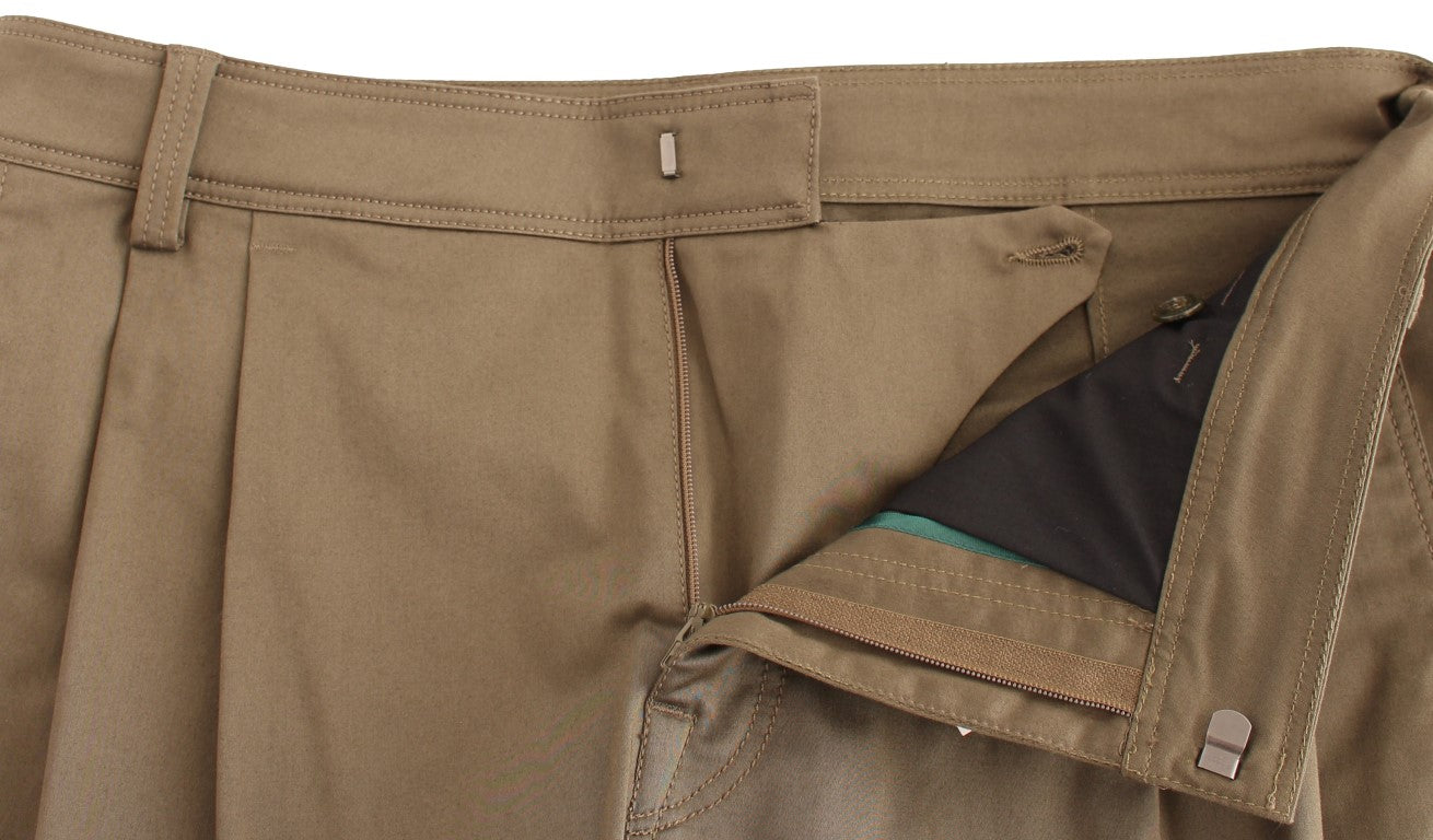 Pair of brown cargo pants with a hole in the knee