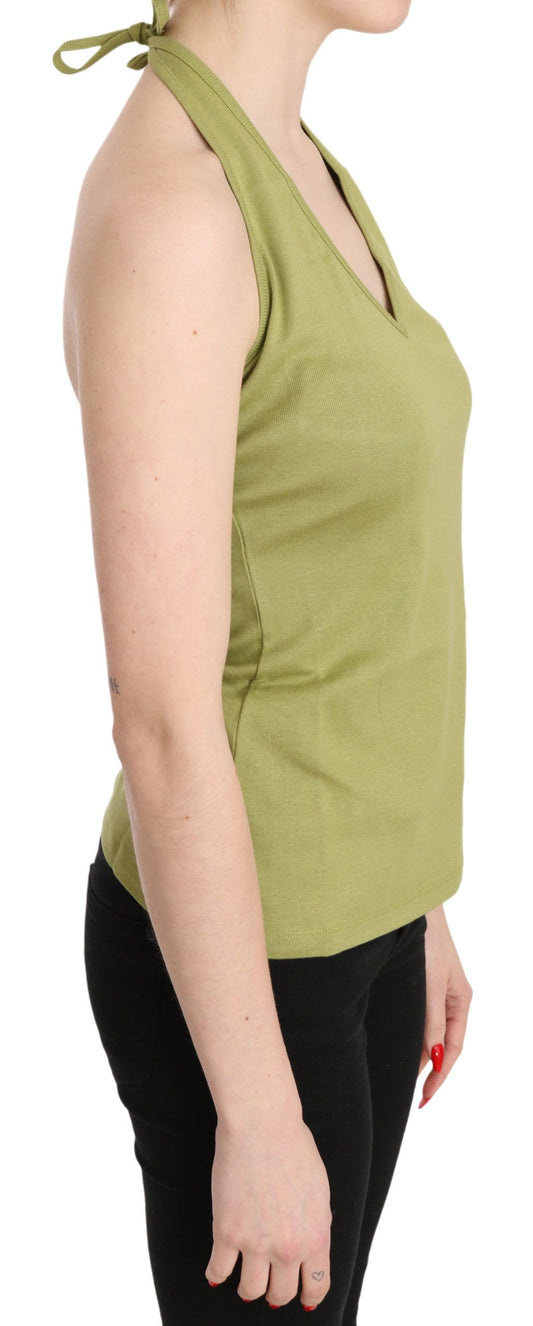 Woman wearing a green tank top
