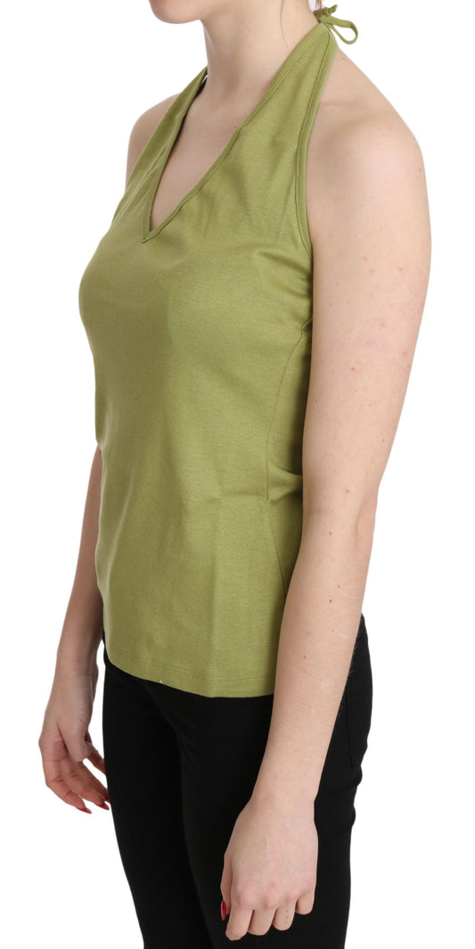 Green tank top on woman
