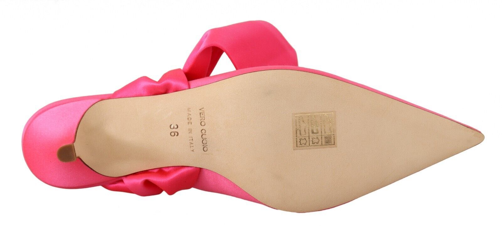 Pair of women's sandals with pink straps and a tan sole