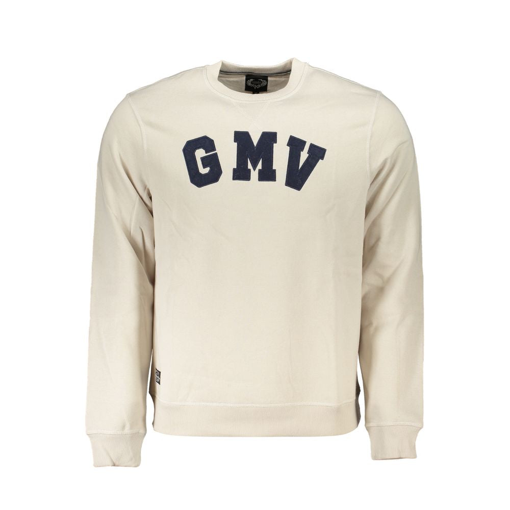 Tan sweater with blue letters