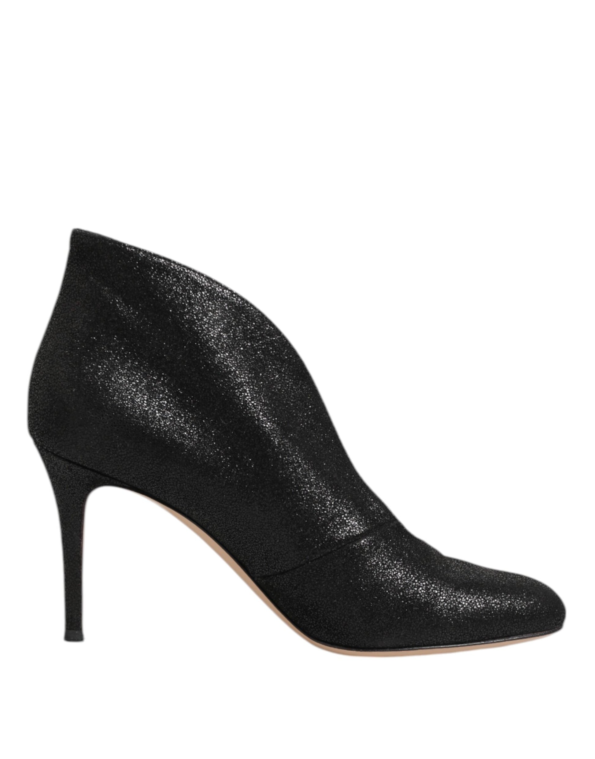 Black glittery ankle boot with heel