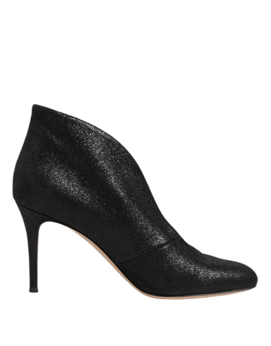 Black glittery ankle boot with heel