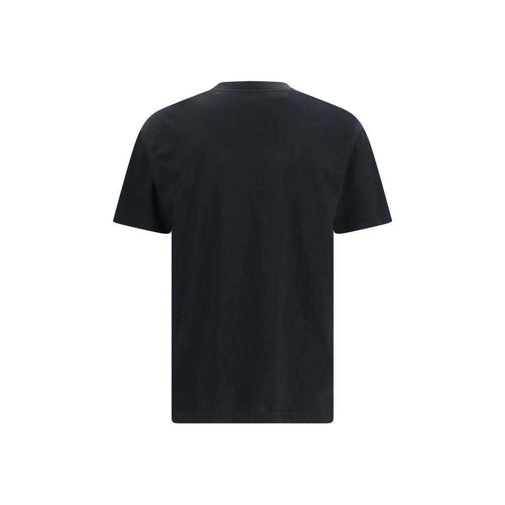 A black cotton t-shirt with short sleeves