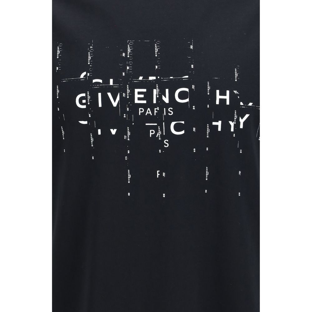 A black cotton t-shirt with a distressed graphic print on the front