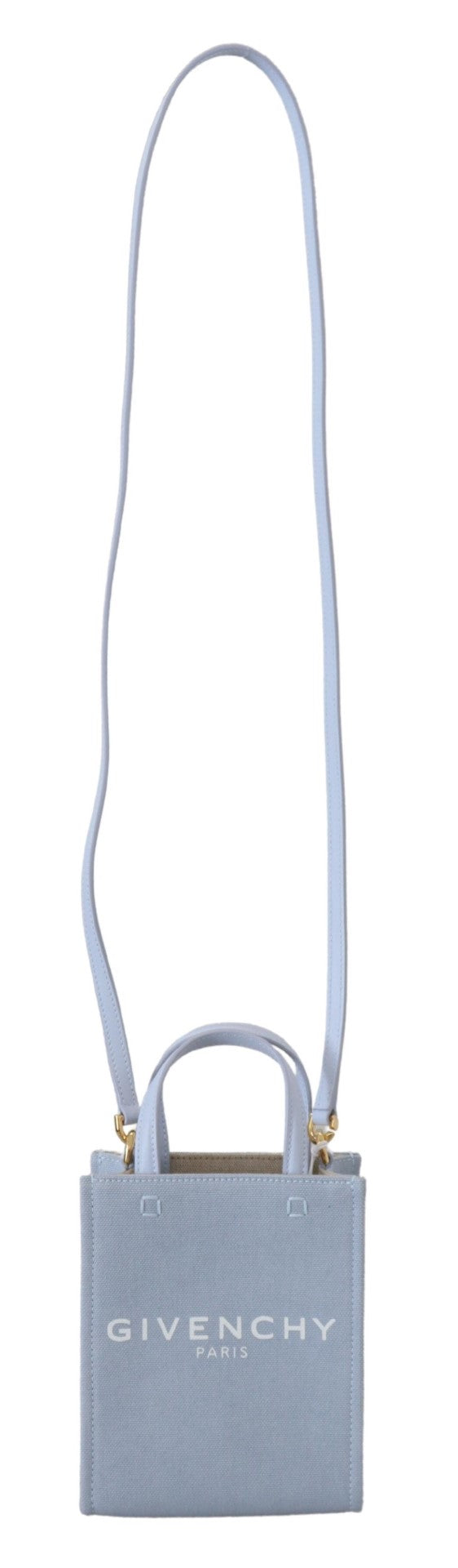 Blue purse with white logo