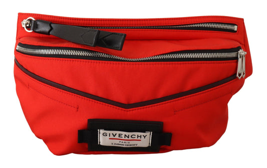 Red fanny pack with zippered compartments