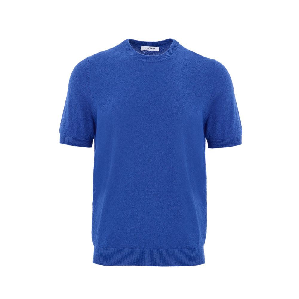 Blue crew neck sweater on a mannequin