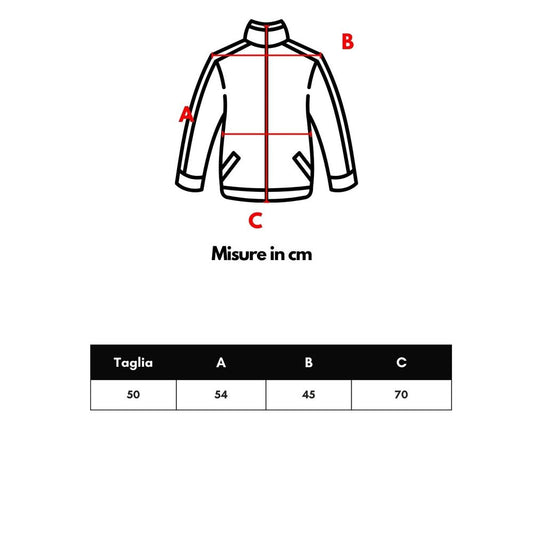 Jacket on a mannequin with measurements in cm