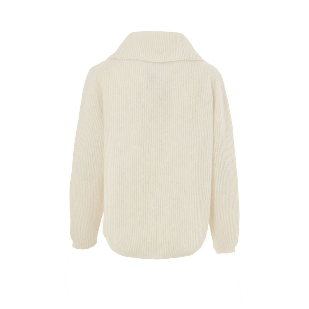 Tan knitted sweater with hood