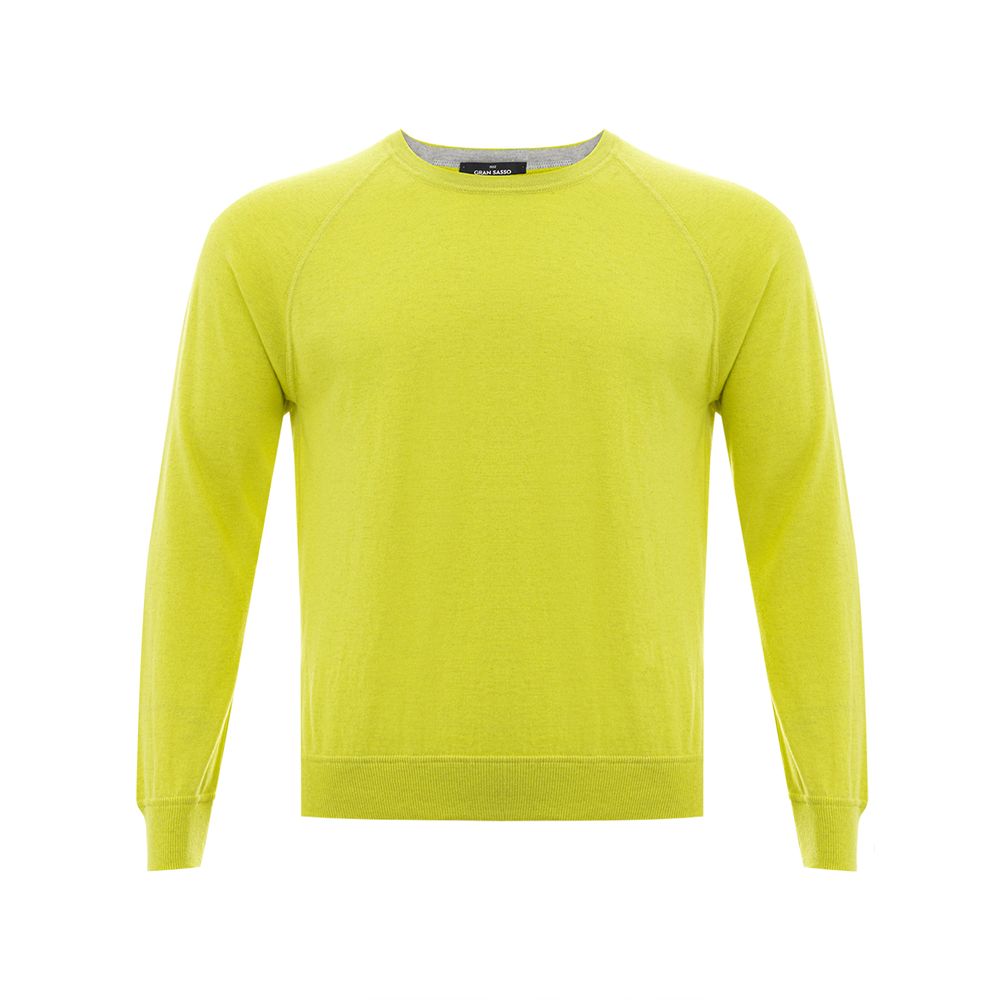 Yellow long sleeve sweater on hanger