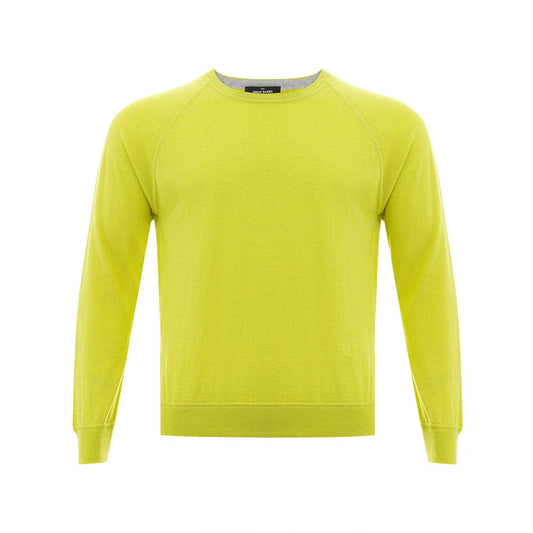 Yellow long sleeve sweater on hanger