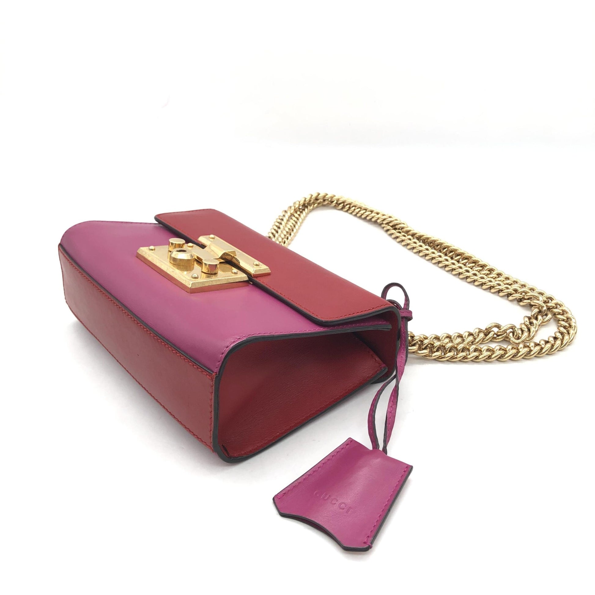 Purse with gold chain strap