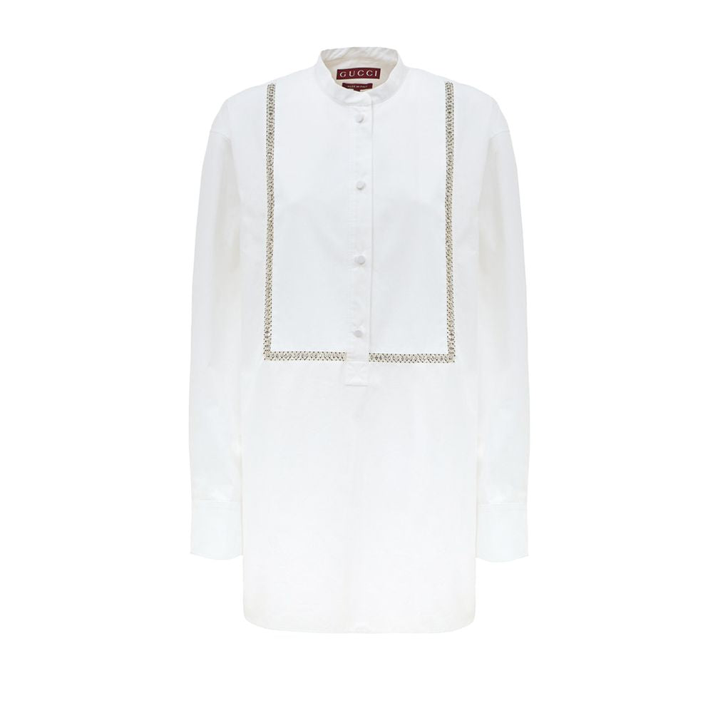 Long sleeve white shirt with embroidered detailing on front