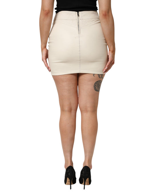 Woman wearing short skirt and black heels