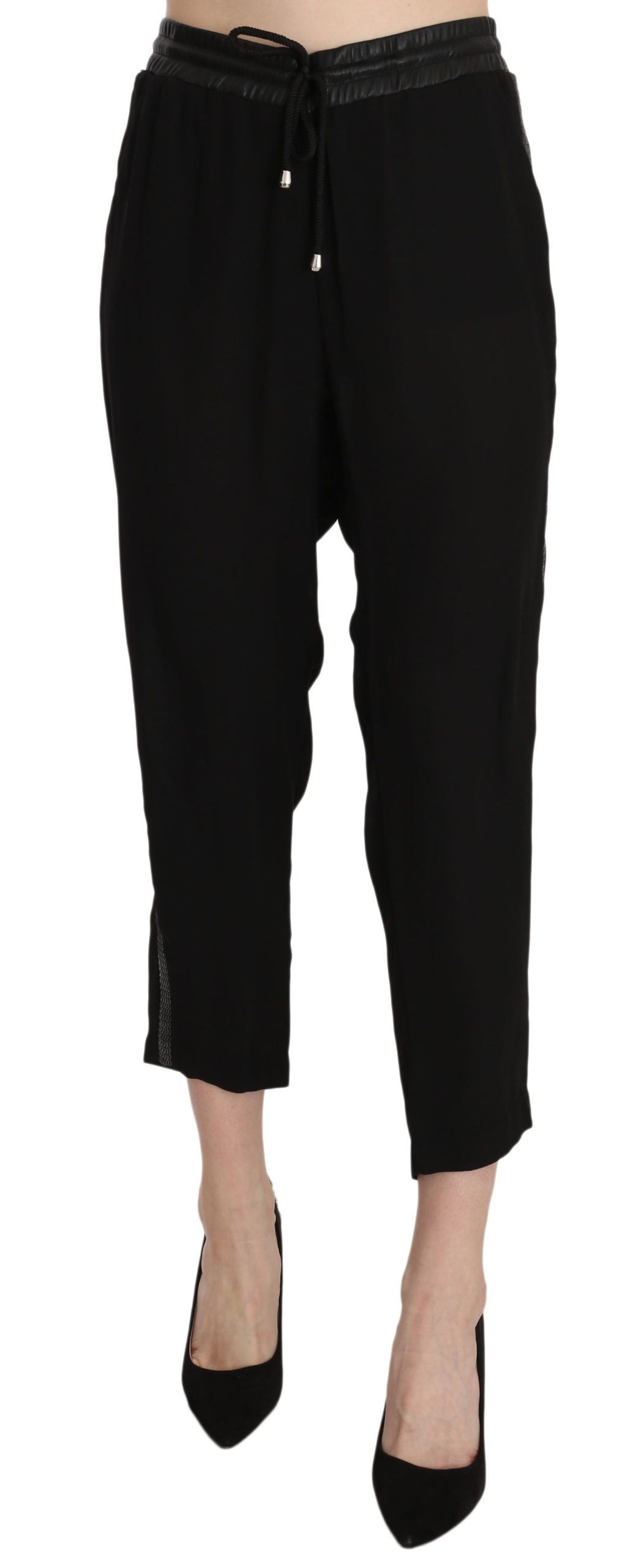 Pair of black pants with elastic waistband
