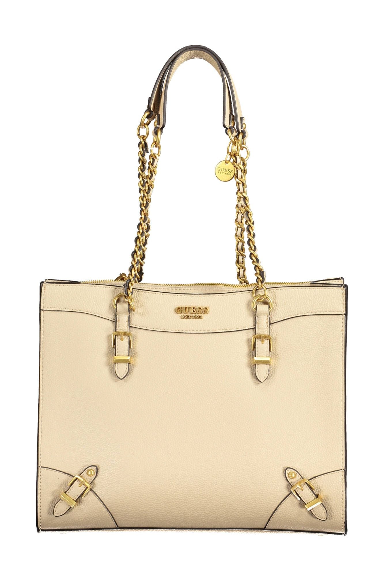 Tan leather handbag with gold hardware