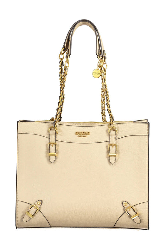 Tan leather handbag with gold hardware