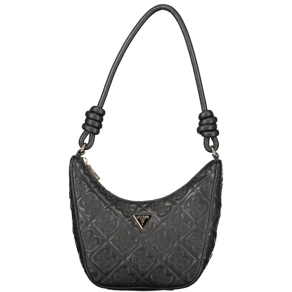 Black quilted leather purse with gold accents