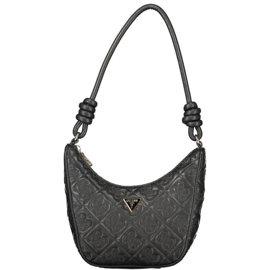 Black quilted leather purse with gold accents