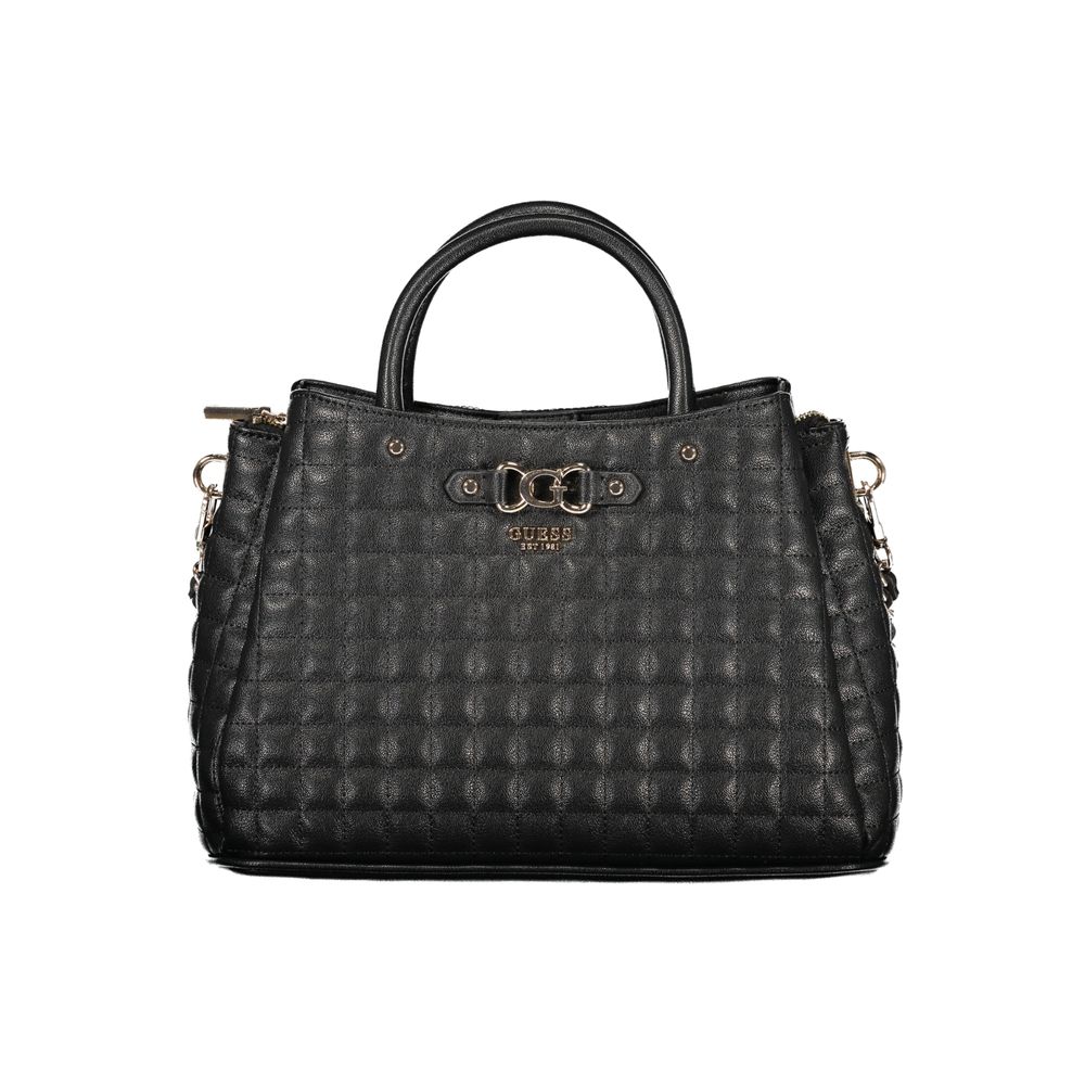 Black quilted handbag with gold hardware