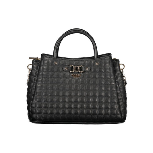 Black quilted handbag with gold hardware