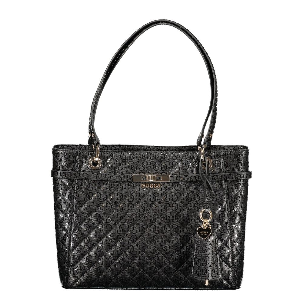 Black quilted leather handbag with gold hardware