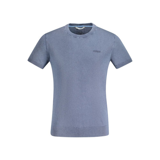 Short sleeved heather blue crew neck t-shirt