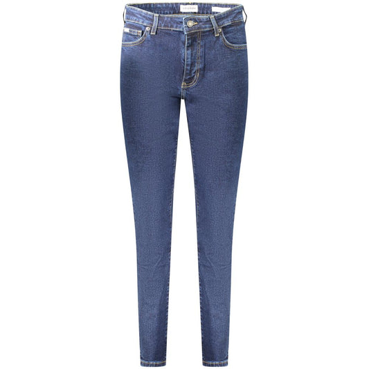 Pair of blue jeans on a hanger