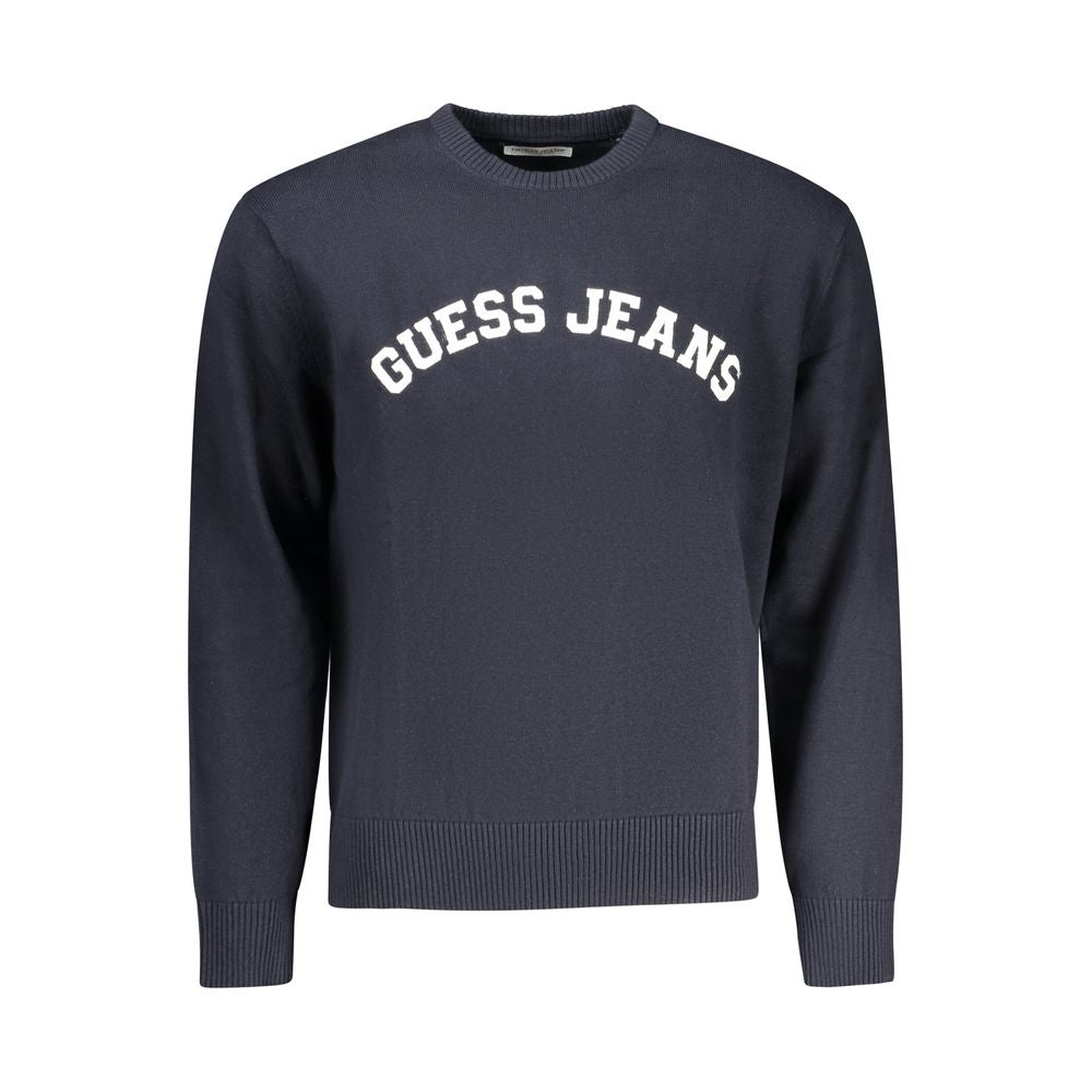 Blue sweater with white lettering