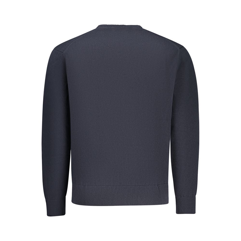 Navy blue sweater on hanger