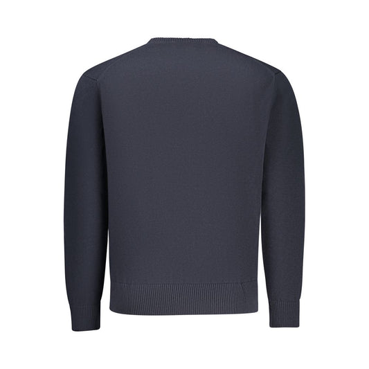 Navy blue sweater on hanger