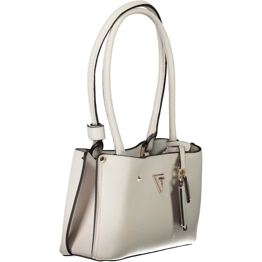 White leather handbag with silver hardware