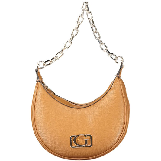 Brown leather handbag with chain strap