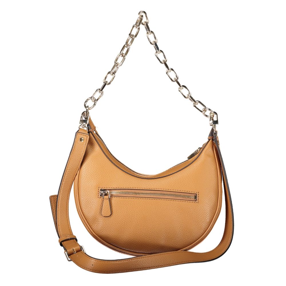 Brown leather crossbody bag with chain strap
