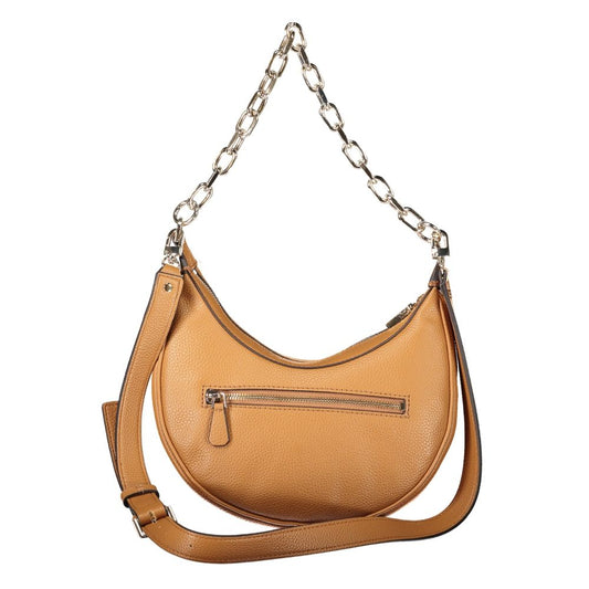 Brown leather crossbody bag with chain strap