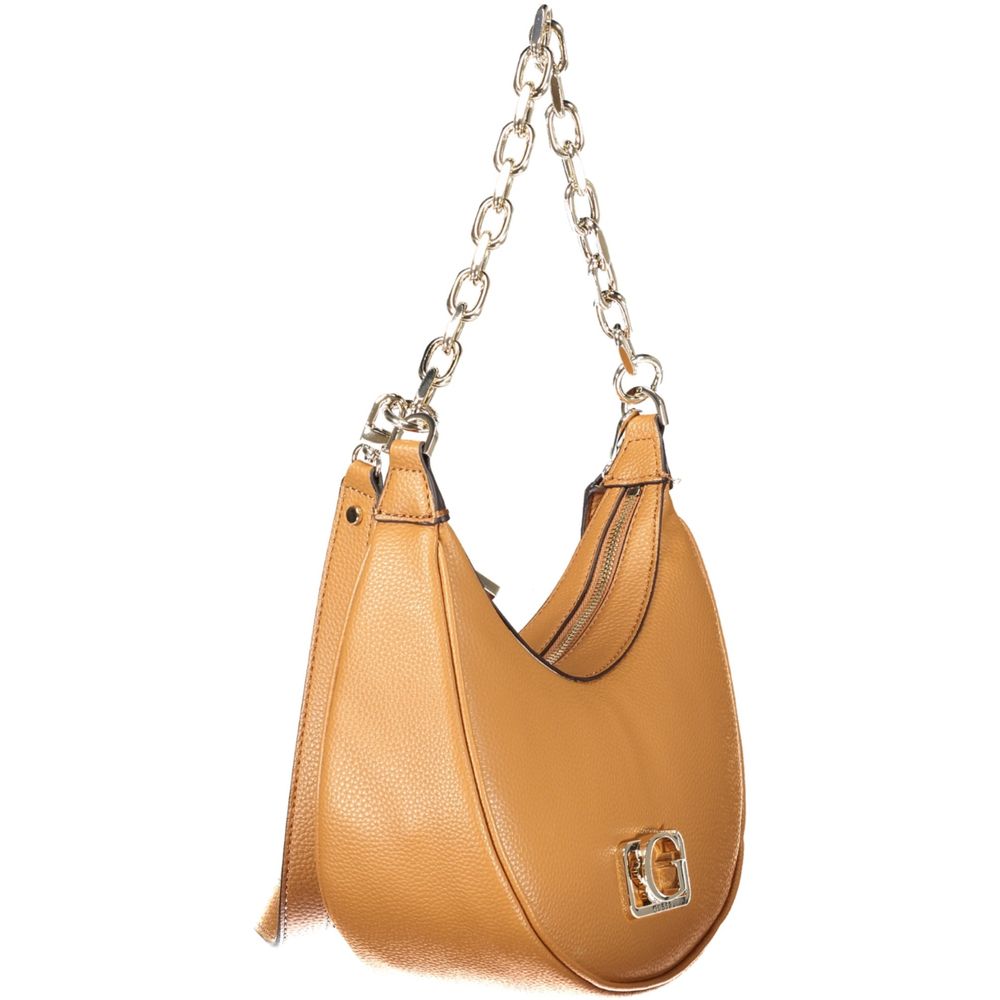 Brown leather handbag with chain strap