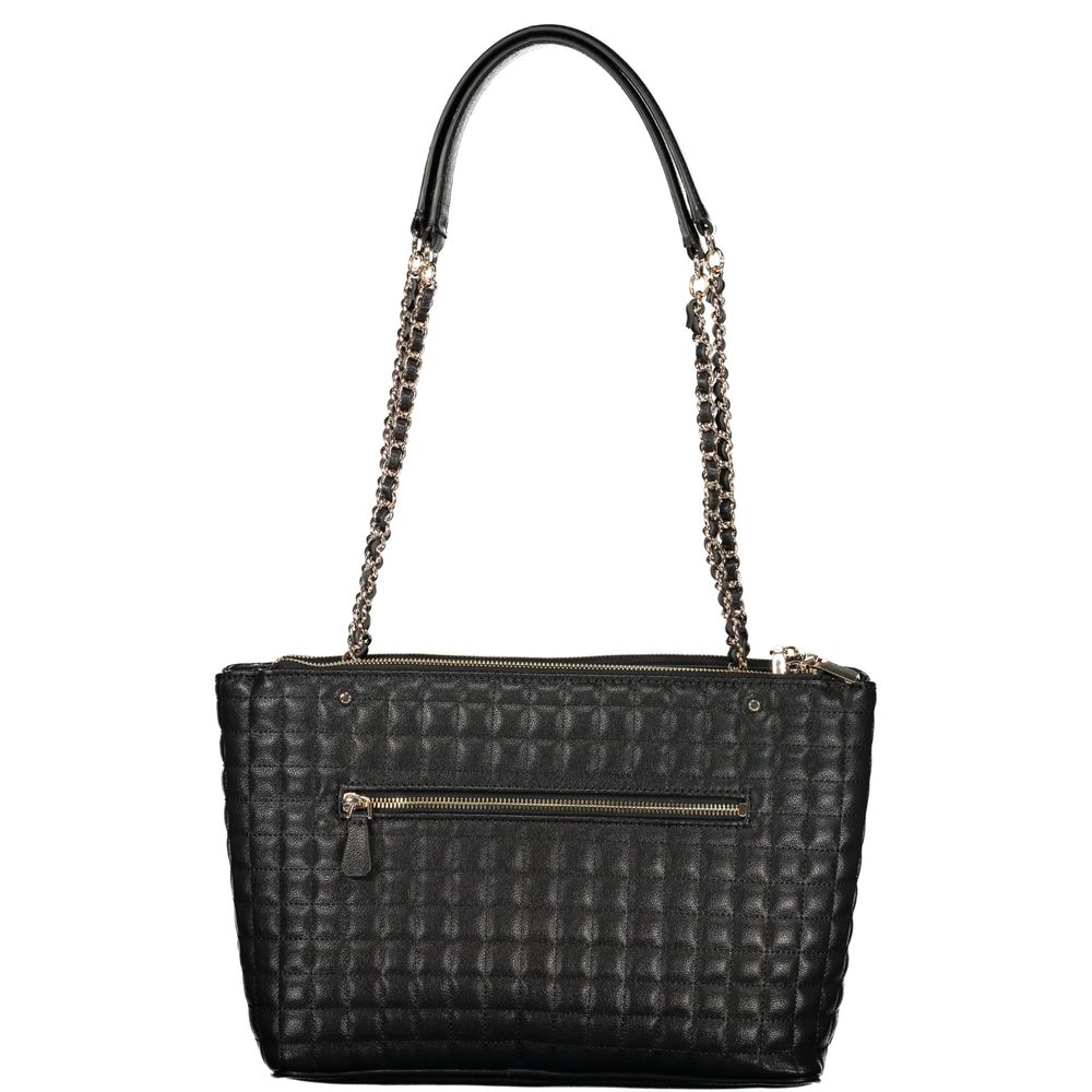 Black quilted leather handbag with gold hardware