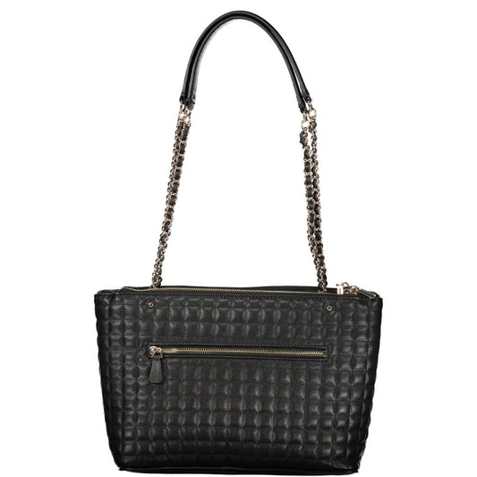 Black quilted leather handbag with gold hardware
