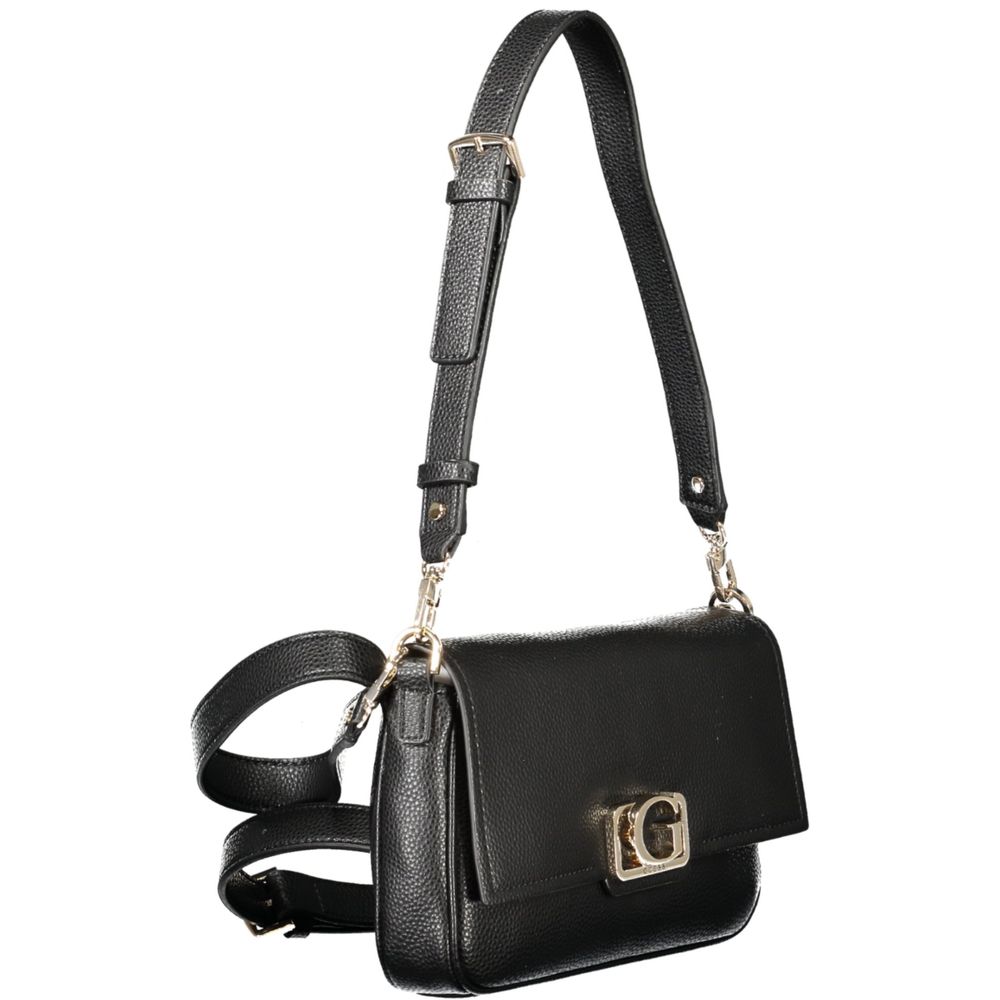 Black leather handbag with gold hardware