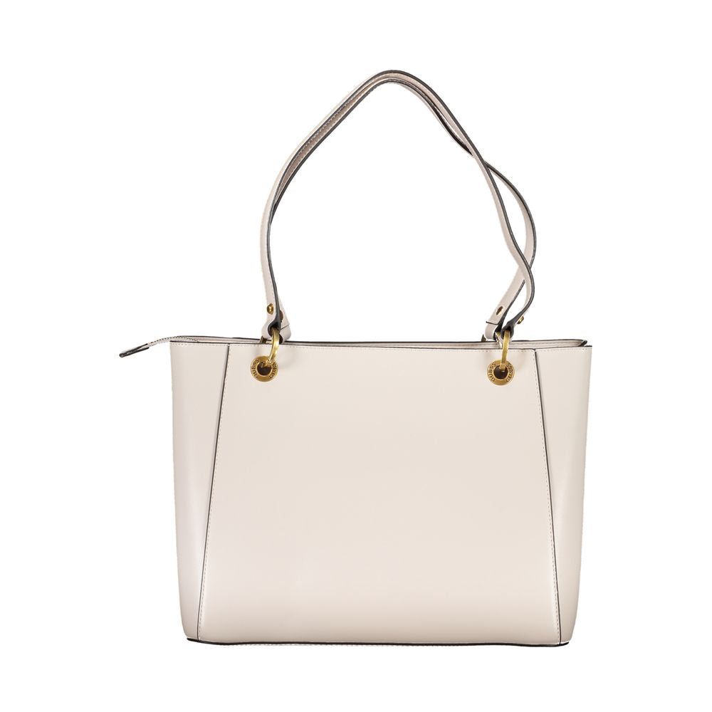 Pink leather handbag with gold hardware