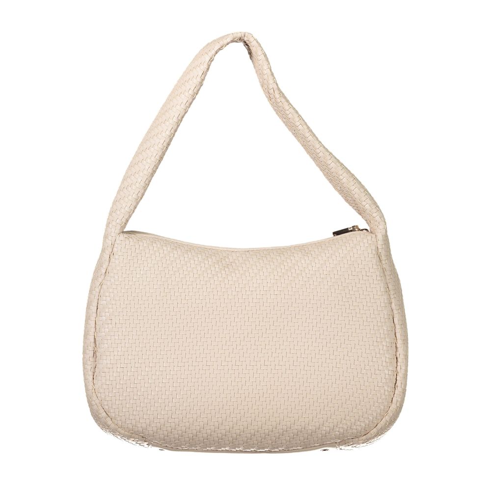 Tan woven purse with stitched detailing