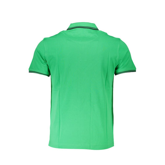 Green polo shirt on hanger