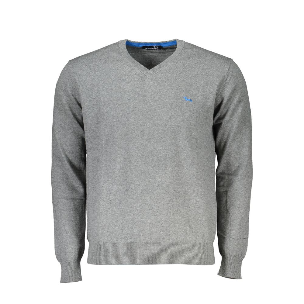 Grey long sleeve sweater on hanger