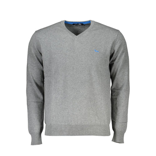 Grey long sleeve sweater on hanger