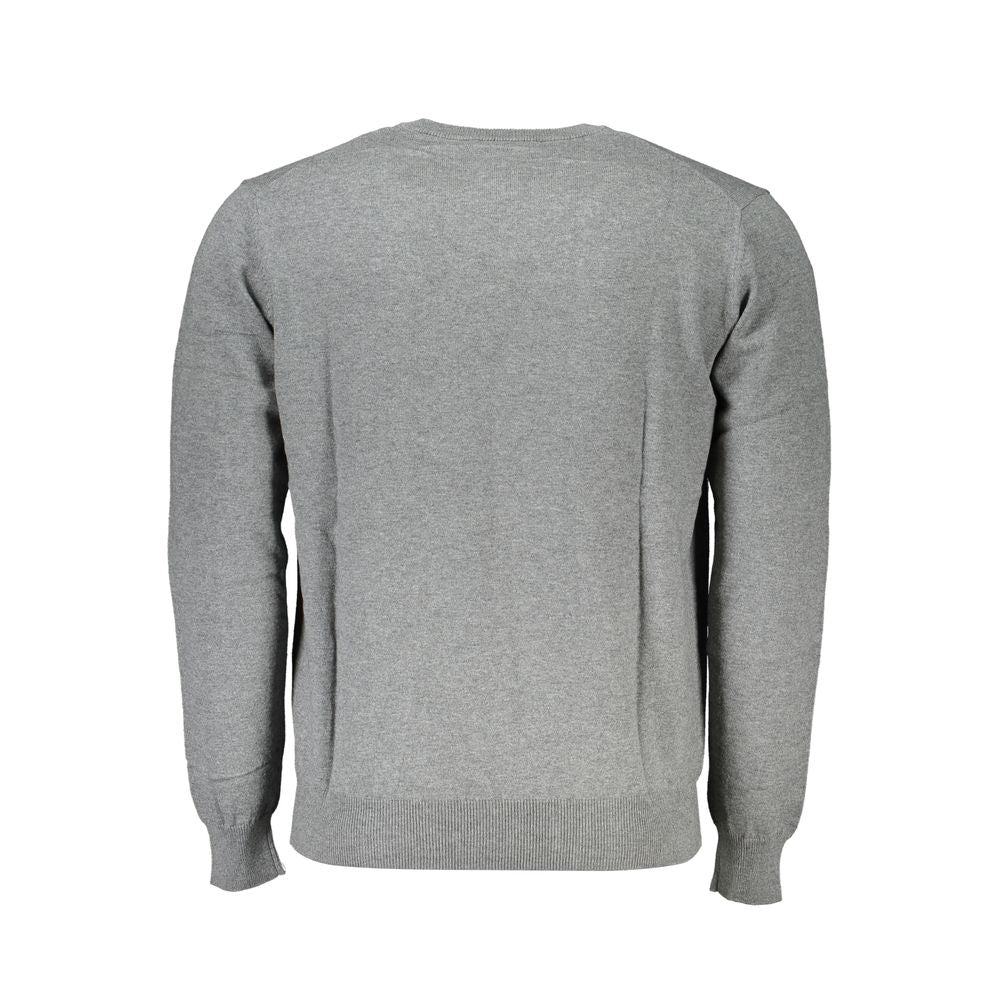 Grey long sleeve sweatshirt on hanger