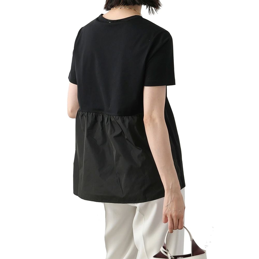 A black cotton t-shirt with a round neckline