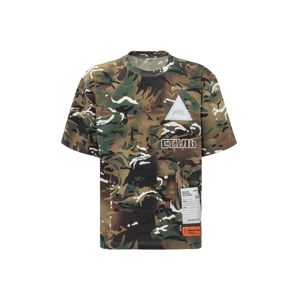 Camouflage t-shirt with graphic design on front