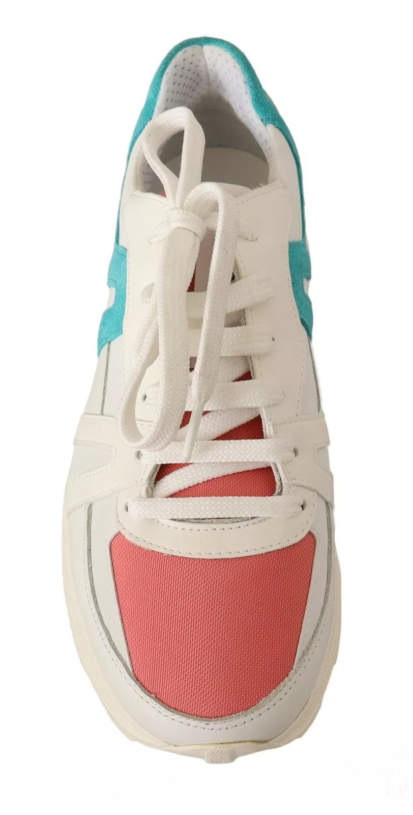 White sneaker with red accents and white laces