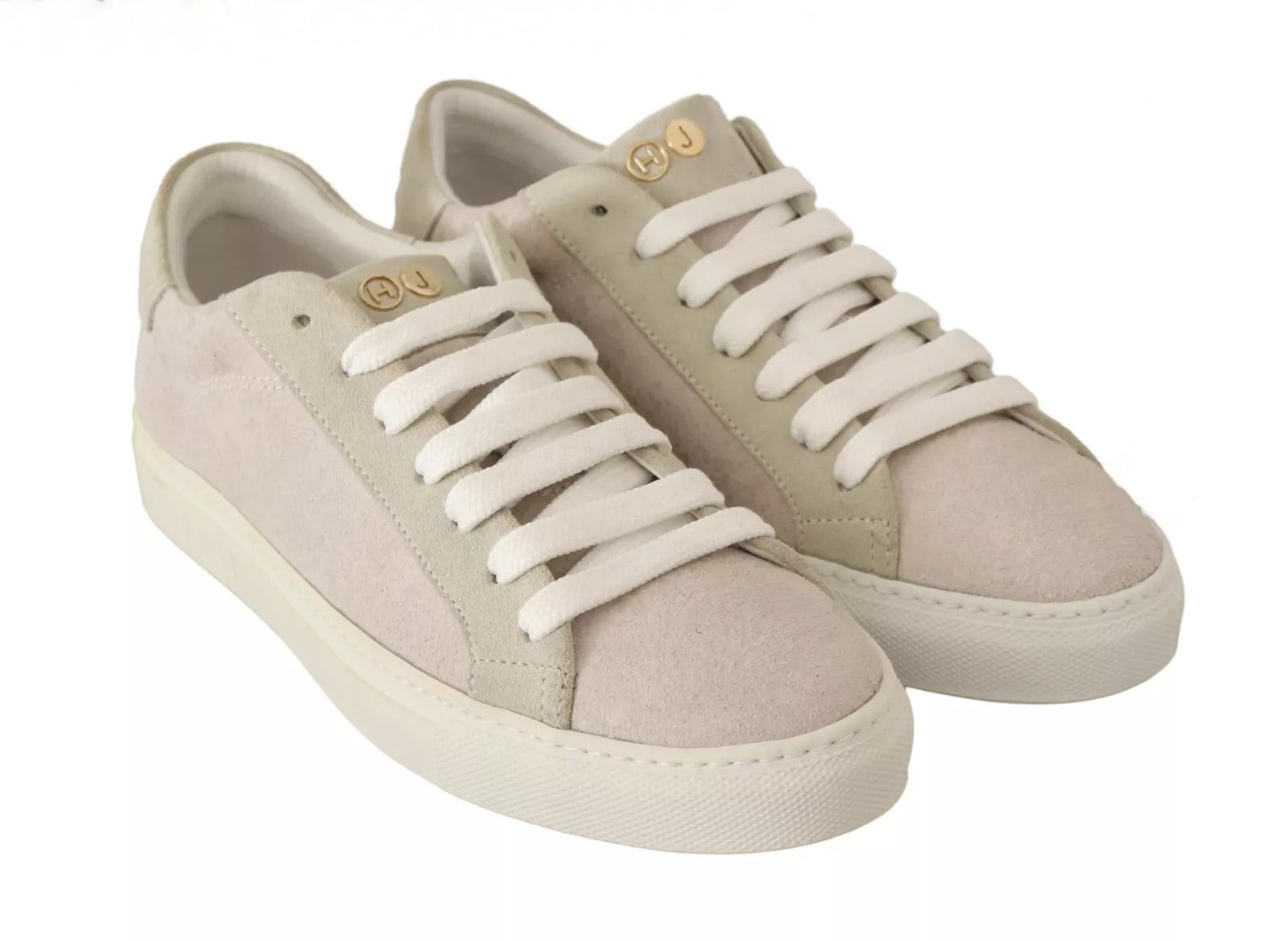 Pair of sneakers with white laces